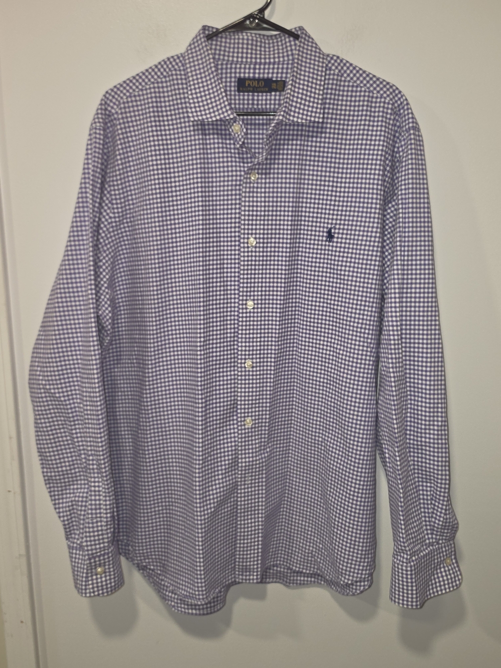 Polo Ralph Lauren Purple Gingham Men's Button-Down Cotton Dress Shirt Size XXL